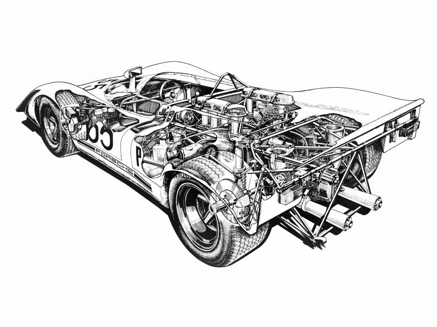 Схема Porsche 908/02 Spyder 1969 года  (фото 3 из 7)